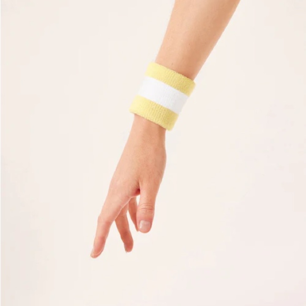 🧖🏻‍♀️ 4/$25 Girlfriend Collective Yellow & White Striped Sweatband Wristband